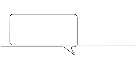 Speech bubble continuous one line drawing, Empty speech minimalist linear illustration made of single line, Continuous line speech bubbles drawing. Simple one line bubble chat icons. Talk bubbles one.