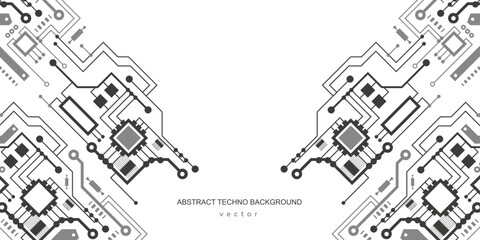 Technological background. Electronic board . Processor. Vector illustration