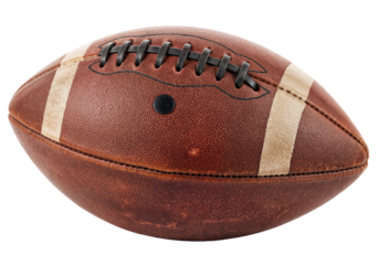 Isolated Leather American Football with White Stripes