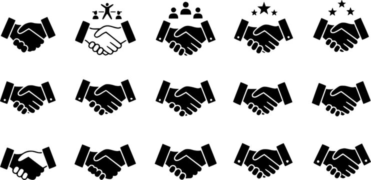 Handshake icon set. Business agreement handshake. friendly handshake icon symbol. partnership deal symbol for apps, ui, website, vector illustration

