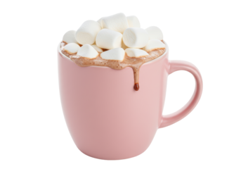 Isolated Hot Chocolate with Marshmallows in a Pink Mug