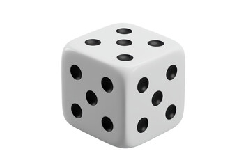 Isolated White Dice with Black Pips Showing Six