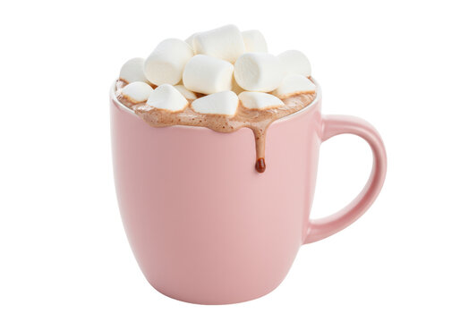 Isolated Hot Chocolate with Marshmallows in a Pink Mug