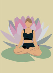 Poster with a girl in the lotus positionPoster with a girl in the lotus position
