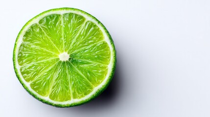 Close-up of a lime slice. Vibrant green citrus, juicy and fresh