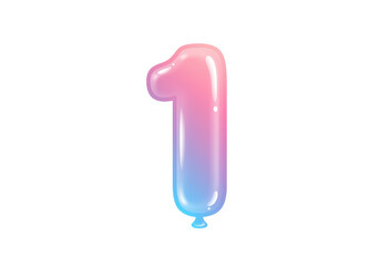 Isolated Pastel Rainbow Number One Balloon