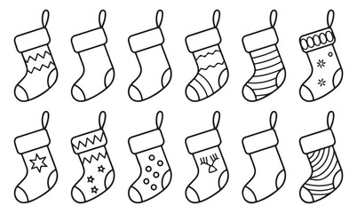 Hand-drawn Holiday Stockings for Christmas Card Designs
