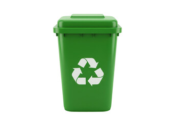 Isolated Green Recycling Bin with Symbol