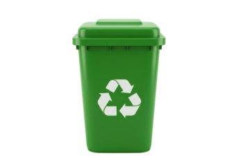 Isolated Green Recycling Bin with Symbol