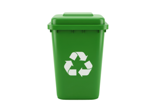 Isolated Green Recycling Bin with Symbol