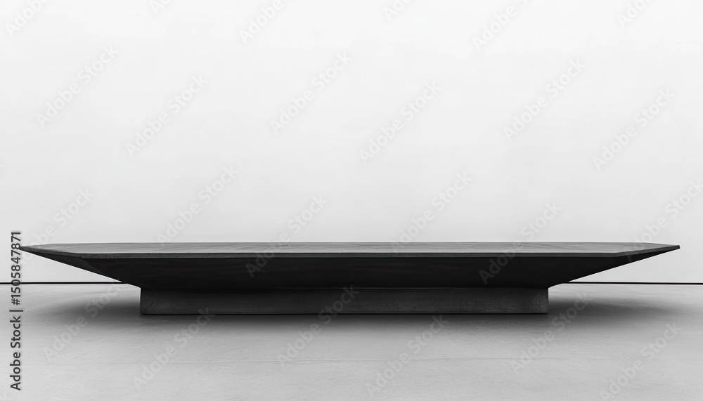 Poster monochrome architectural object featuring concrete platform with geometric structure and plain white