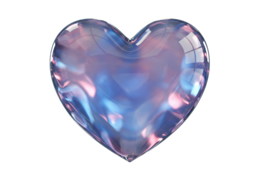 Isolated Gradient Crystal Heart Reflective Surface