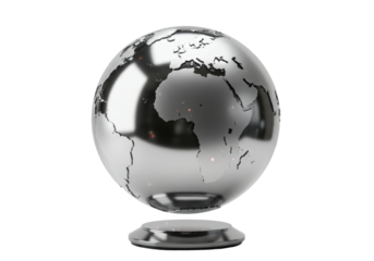 Isolated Silver Globe Reflective Surface Stand