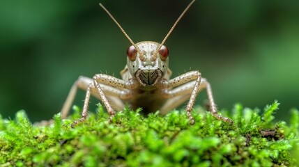Fototapeta premium Close-up of a grasshopper on moss