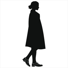 (Oxfords Brogues shoes)Stylish Woman in a Walking Vector Silhouette/A sleek silhouette of a woman walking, showcasing a sophisticated style.
