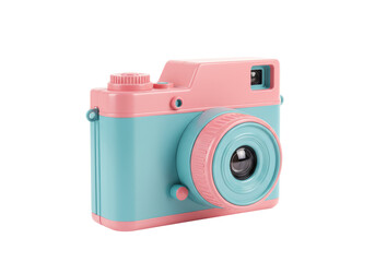 Isolated Pastel Pink and Blue Toy Camera Vintage Style