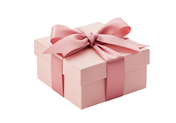 Isolated Pale Pink Gift Box with Satin Bow Celebration