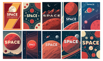 Retro Space Exploration Posters: Vintage Cosmic Art Collection