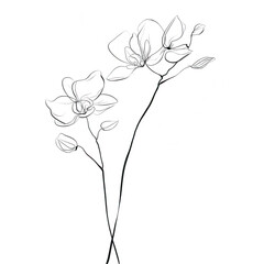 Elegant minimal orchid clipart featuring delicate floral elements, showcasing refined lines and sophisticated design that adds touch of nature beauty to any project