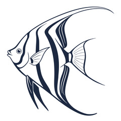 Minimalist Angelfish Silhouette Design Vector Illustration of a Tropical Fish