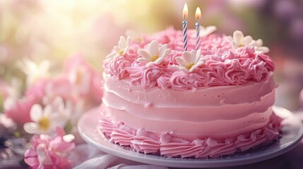 pink cupcake with pink frosting Lovely Birthday Cake