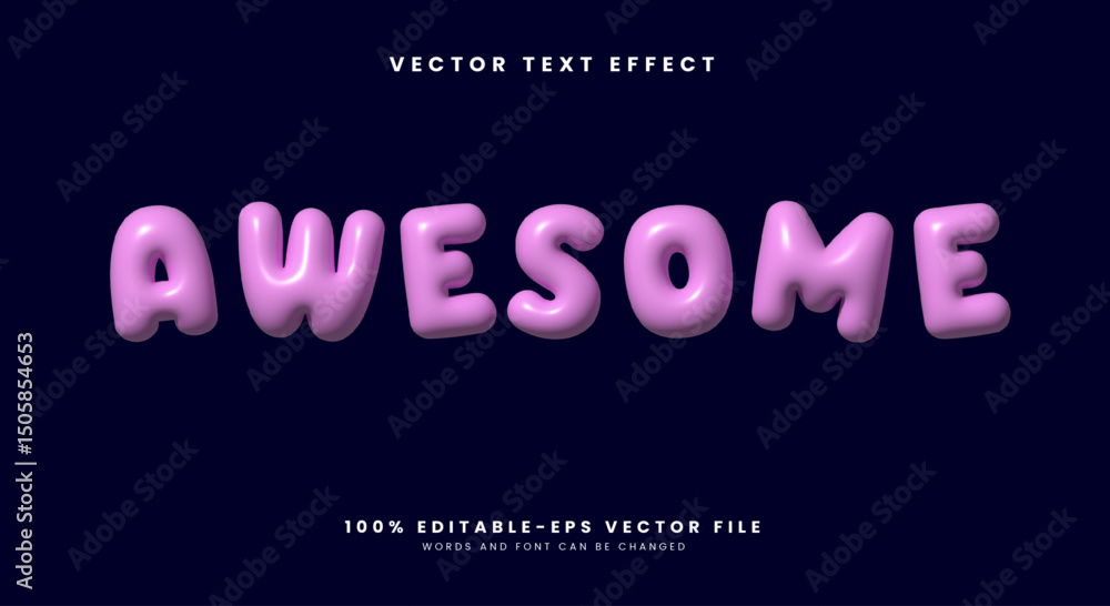 Poster awesome 3d inflated editable text effect template suitable for cute style