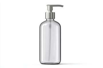 Clear Glass Pump Bottle Mockup - Clean, minimalist design. Empty, transparent bottle, perfect for showcasing your product. Modern, sleek aesthetic. Versatile and reusable. High-quality