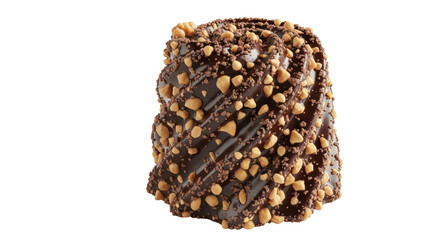 Isolated Decadent Chocolate Marshmallow Treat with Nut Coating