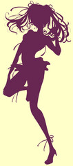 水着のアイドル風の女性　シルエット