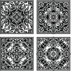 Vintage black floral damask seamless pattern with ornate Victorian lace and baroque leaves