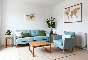 Modern living room interior with stylish furniture, neutral tones, and natural lighting—perfect for home design, real estate, and architecture presentations.