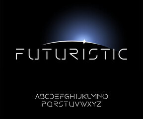 Obraz premium Minimal futuristic space typography alphabet. Modern display text for technology