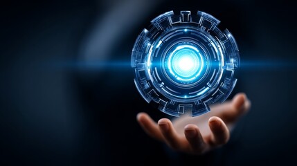 Innovative Technology in the Palm of Your Hand - A hand presents a glowing orb, symbolizing technological advancement and innovation. Perfect for tech, innovation, and future concepts