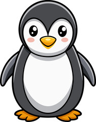 Smiling penguin vector with bold lines