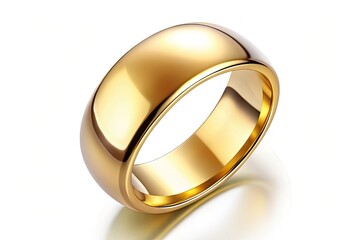 Elegant Gold Wedding Ring on White Background