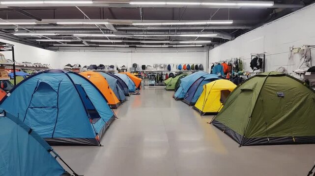 Tents in a hiking store.