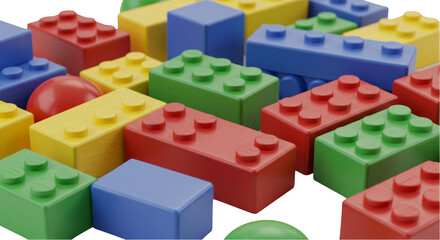 Obraz premium Vibrant Colorful Blocks on Isolated Background Detailed Illustration