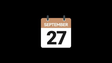 27 September in calendar animation without background