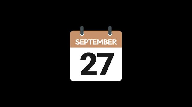 27 September in calendar animation without background