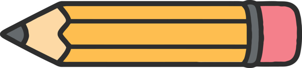 Simple Cartoon Pencil Illustration  Vector Graphic