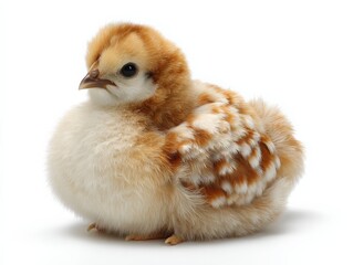 Obraz premium Adorable fluffy chick with unique markings.