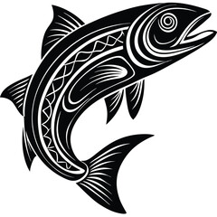 Tribal Salmon Design Vector Illustration of a Fish with Indigenous Art Elements © Provector master