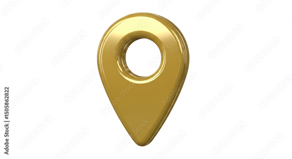 Poster isolated shiny gold map pointer location pin