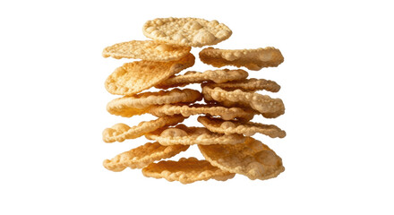 Isolated Stack of Crispy Fried Puri Bread Indian Snack