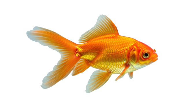 Isolated Bright Orange Goldfish with Flowing Fins