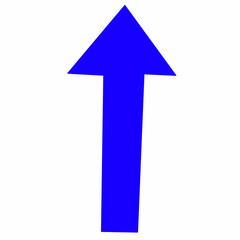 Bold blue straight arrow pointing upward on a clean white background. Represents growth, direction, success, and progress, infographics, navigation, or modern web and graphic design.