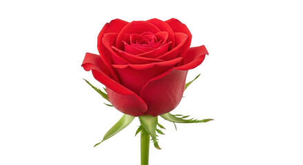 Isolated Single Red Rose Bloom Romantic Flower