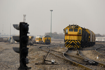 Yellow Locomotive in Railyard - GE U30C Industrial Train in Depot - Iranian Industrial Train