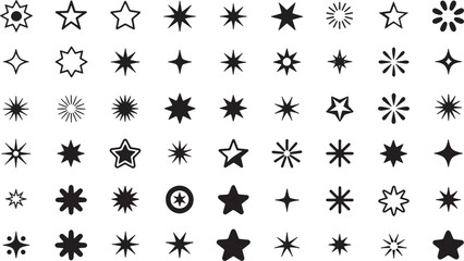 A diverse collection of star designs for graphic projects