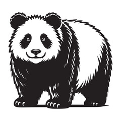 Silhouette Panda black vector illustration style white background